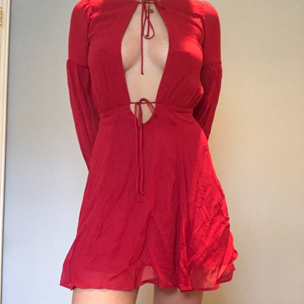 Open front super cute red Reformation mini dress
